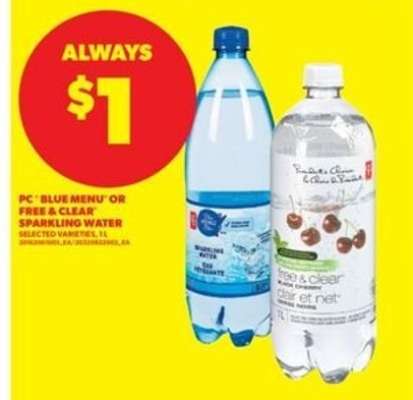 PC Blue Menu or Free & Clear Sparkling Water