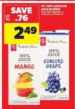 PC 100% Juice or Juice Blends