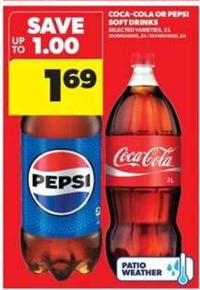 COCA-COLA or PEPSI SOFT DRINKS