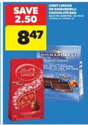 Lindt Lindor or Ghirardelli Chocolate Bag