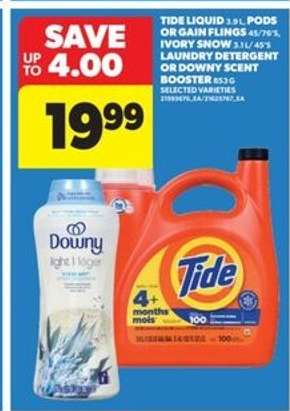 Tide Liquid or Gain Flings, Ivory Snow, Laundry Detergent or Downy Scent Booster