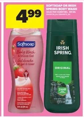 SOFTSOAP or IRISH SPRING BODY WASH