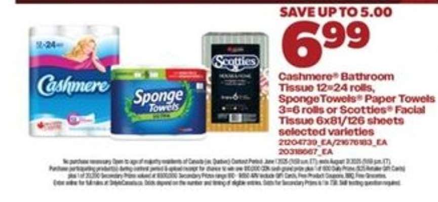 Cashmere Bathroom Tissue, SpongeTowels Paper Towels, Scotties Facial Tissue