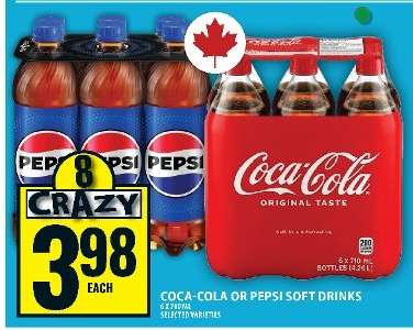 COCA-COLA or PEPSI SOFT DRINKS