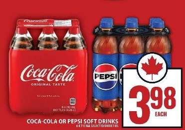 COCA-COLA or PEPSI SOFT DRINKS