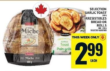 Selection Garlic Toast or Irresistibles Bread or Rolls