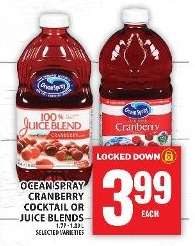 OCEAN SPRAY CRANBERRY COCKTAIL OR JUICE BLENDS
