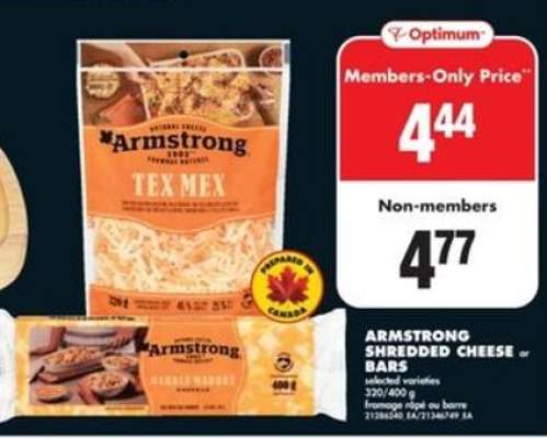 ARMSTRONG SHREDDED CHEESE or BARS