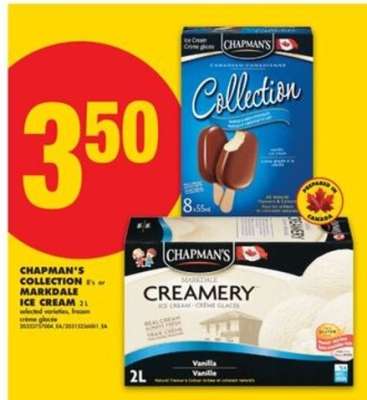CHAPMAN'S COLLECTION 8's or MARKDALE ICE CREAM 2L