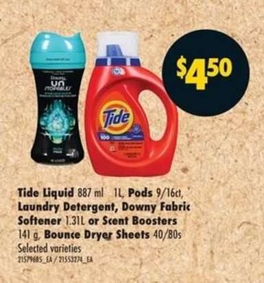 Tide Liquid, Pods, Laundry Detergent, Downy Fabric Softener, Scent Boosters, Bounce Dryer Sheets