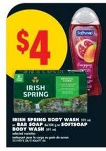 Irish Spring Body Wash or Bar Soap or Softsoap Body Wash