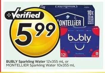 bubly or MONTELLIER Sparkling Water