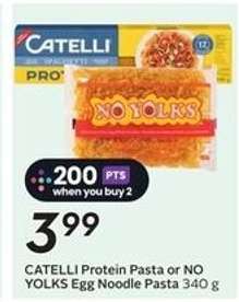 CATELLI Protein Pasta or NO YOLKS Egg Noodle Pasta 340 g