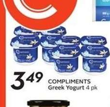 COMPLIMENTS Greek Yogurt 4 pk