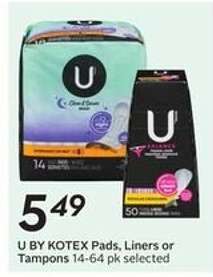U by Kotex Pads, Liners or Tampons