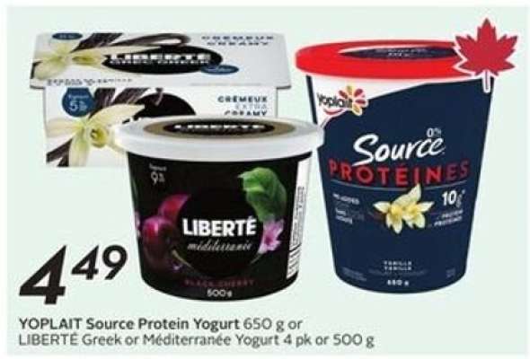 Yoplait Source Protein Yogurt or Liberté Greek or Méditerranée Yogurt