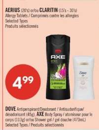 DOVE Antiperspirant/Deodorant / AXE Body Spray