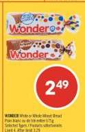 WONDER WHITE or WHOLE WHEAT BREAD