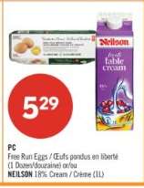 PC Free Run Eggs / Neilson 18% Cream