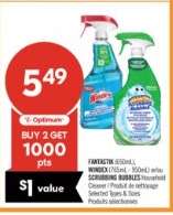 FANTASTIK (650mL), WINDEX (765mL) or/ou SCRUBBING BUBBLES Household Cleaner