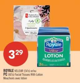 ROYALE VELOUR or PC Facial Tissues With Lotion