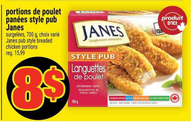 PORTIONS DE POULET PANÉES STYLE PUB JANES