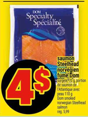 saumon Steelhead norvégien fumé Dom