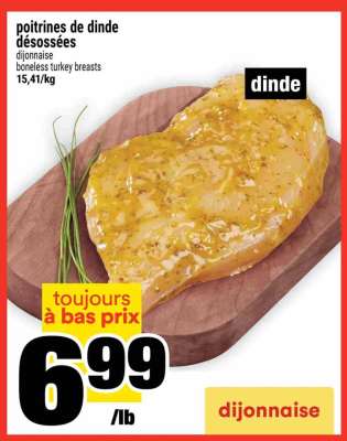 Poitrines de dinde désossées