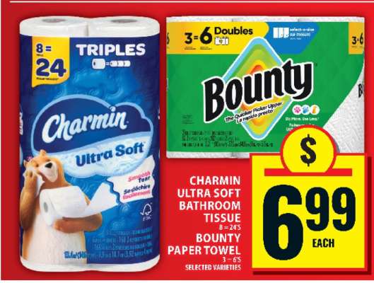 Charmin Ultra Soft Bathroom Tissue & Bounty Paper Towel