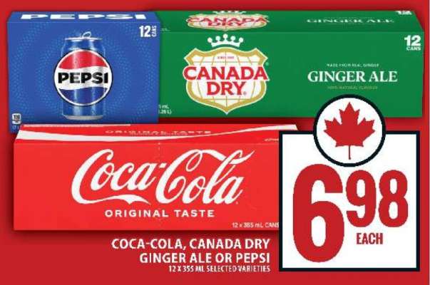Coca-Cola, Canada Dry Ginger Ale or Pepsi