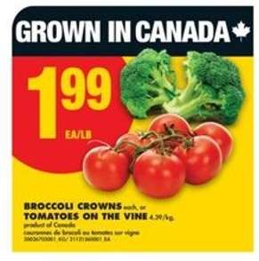 BROCCOLI CROWNS or TOMATOES ON THE VINE