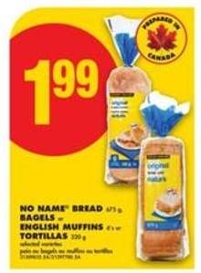 NO NAME BREAD, BAGELS, ENGLISH MUFFINS, TORTILLAS