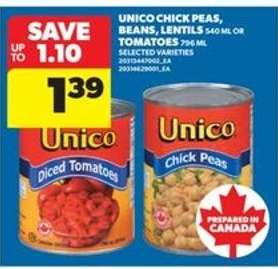 Unico Chick Peas, Beans, Lentils, or Tomatoes