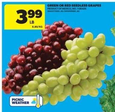GREEN or RED SEEDLESS GRAPES