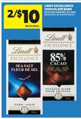 LINDT EXCELLENCE CHOCOLATE BARS