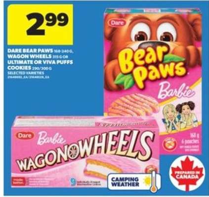 Dare Bear Paws, Wagon Wheels, Ultimate or Viva Puffs Cookies