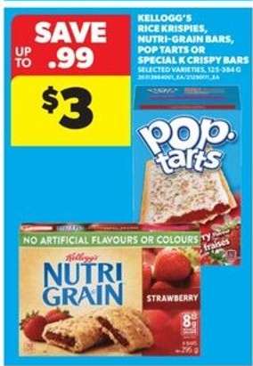 Kellogg's Rice Krispies, Nutri-Grain Bars, Pop Tarts or Special K Crispy Bars