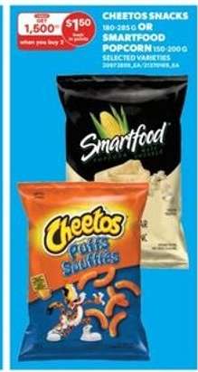 Cheetos Snacks or Smartfood Popcorn