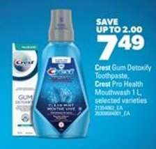 Crest Gum Detoxify Toothpaste, Crest Pro Health Mouthwash