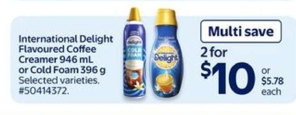 International Delight Flavoured Coffee Creamer or Cold Foam