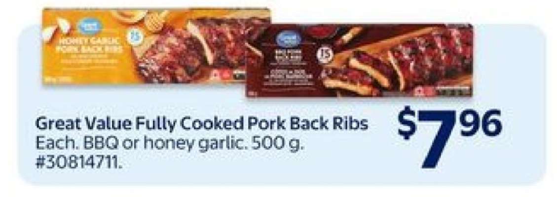 Great Value Fully Cooked Pork Back Ribs