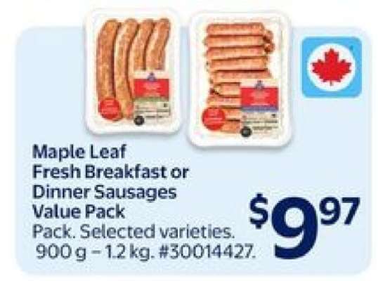 Maple Leaf Fresh breakfast or Dinner Sausages Value Pack
