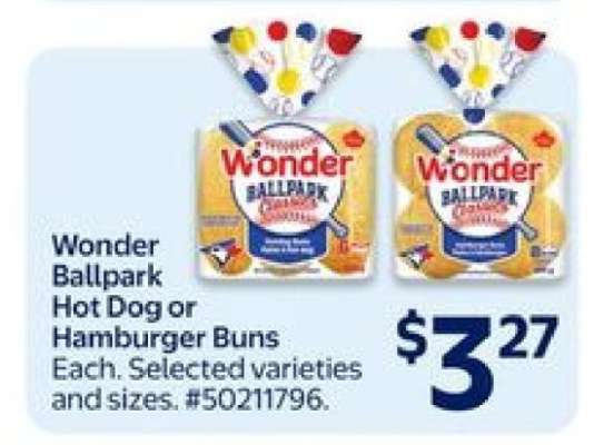Wonder Ballpark Hot Dog or Hamburger Buns