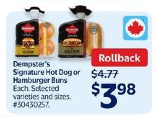 Dempster's Signature Hot Dog or Hamburger Buns