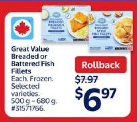 Great Value Breaded or Battered Fish Fillets