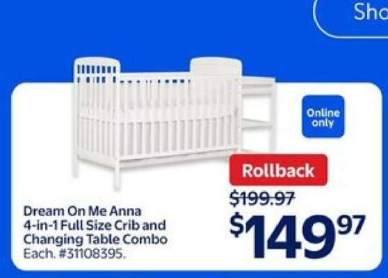 Dream On Me Anna 4-in-1 Full Size Crib and Changing Table Combo
