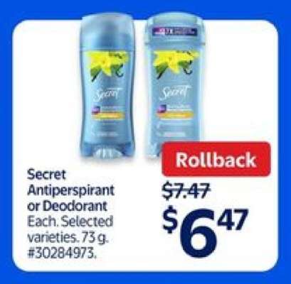 Secret Antiperspirant or Deodorant