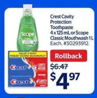 Crest Cavity Protection Toothpaste or Scope Classic Mouthwash