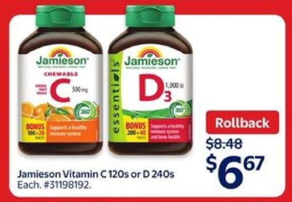 Jamieson Vitamin C 120s or D 240s