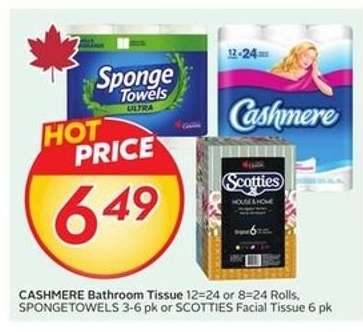 Cashmere Bathroom Tissue, SpongeTowels, Scotties Facial Tissue